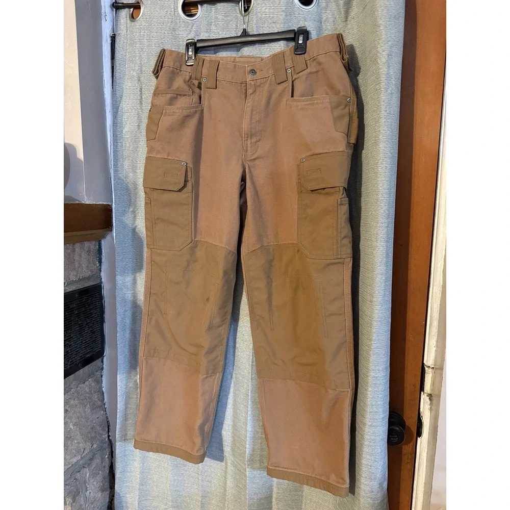 Duluth Trading Fire Hose Work Pants Mens 38x32 Brown Cargo Utility Carpenter